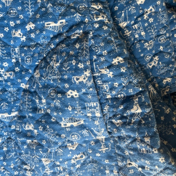 Vintage Lanz of Salzburg Quilted Blue Floral Robe with White eyelet detailing - Picture 8 of 8